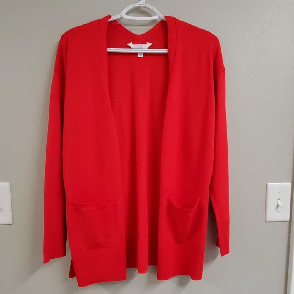 Red cardigan